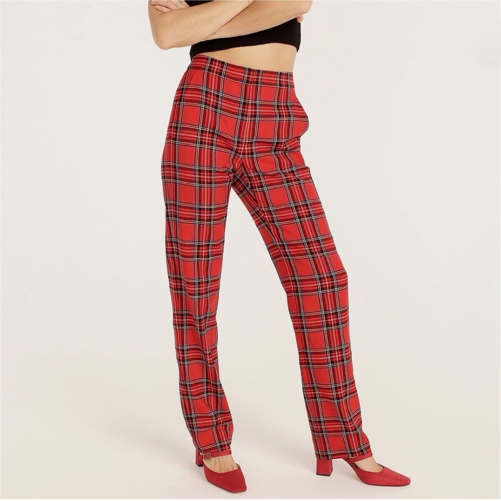 NWOT J.Crew Wool Trousers in Good Tidings Plaid, 00P